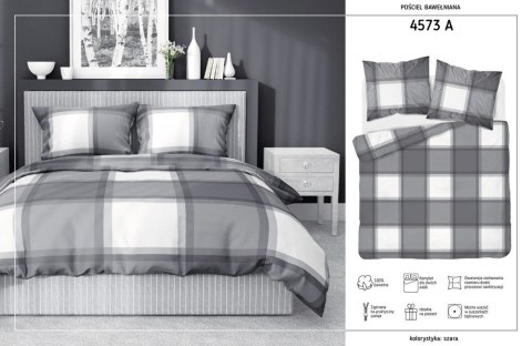 Pościel bawełniana 180x200 szara krata 4573 A Bawełna 16 Pościel bawełniana 180x200 szara krata 4573 A Bawełna 16