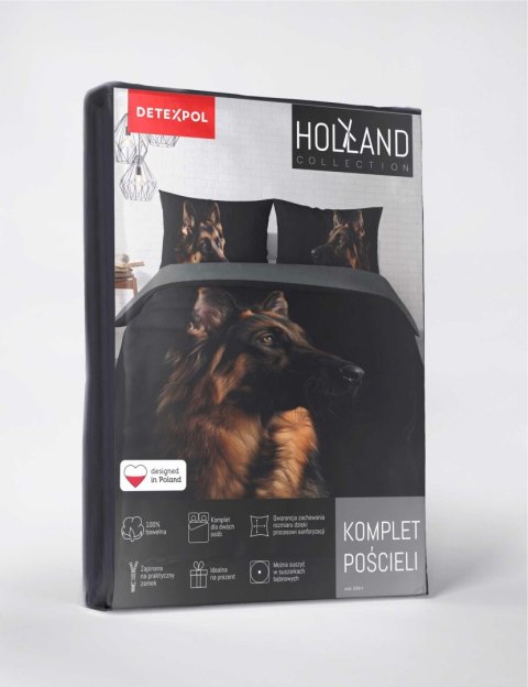 Pościel bawełniana 220x200 czarna brązowa pies Owczarek 5294 A Holland Natura 52 Pościel bawełniana 220x200 czarna brązowa pies Owczarek 5294 A Holland Natura 52