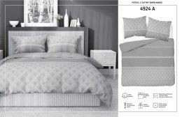 Pościel satynowa 140x200 szara liście z jedną poszewką 4924 A Home Satin 81
