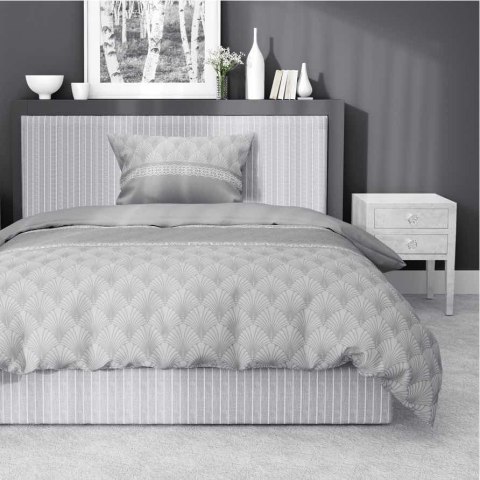 Pościel satynowa 140x200 szara liście z jedną poszewką 4924 A Home Satin 81 Pościel satynowa 140x200 szara liście z jedną poszewką 4924 A Home Satin 81