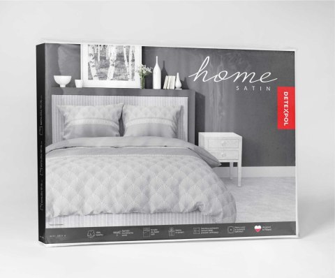 Pościel satynowa 140x200 szara liście z jedną poszewką 4924 A Home Satin 81 Pościel satynowa 140x200 szara liście z jedną poszewką 4924 A Home Satin 81