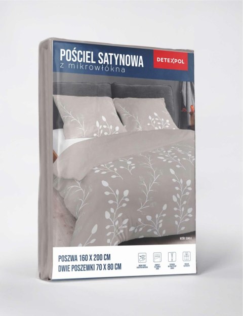 Pościel z mikrosatyny 160x200 beżowa biała liście 5346 A Micro 57 Pościel z mikrosatyny 160x200 beżowa biała liście 5346 A Micro 57