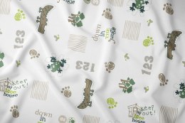 Poszewka bawełniana 40x40 krokodyle beżowa zielona dziecięca zapinana na suwak 2717 C KARO Kraina Snów