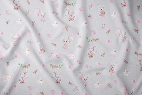 Poszewka bawełniana 40x40 króliki szara różowa dziecięca zapinana na suwak 3547 C KARO Kraina Snów Poszewka bawełniana 40x40 króliki szara różowa dziecięca zapinana na suwak 3547 C KARO Kraina Snów