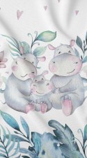 Poszewka bawełniana 50x60 hipopotamy niebieska dziecięca zapinana na suwak 3292 B KARO Kraina Snów Poszewka bawełniana 50x60 hipopotamy niebieska dziecięca zapinana na suwak 3292 B KARO Kraina Snów