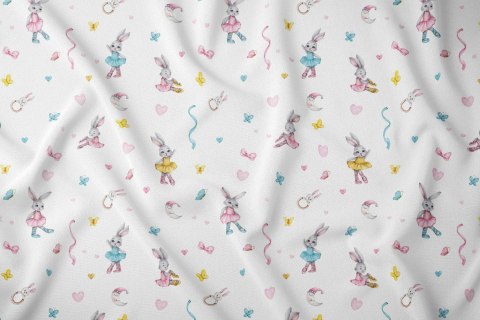 Poszewka bawełniana 50x60 królik balet biała kolorowa dziecięca zapinana na suwak 3810 B KARO Kraina Snów Poszewka bawełniana 50x60 królik balet biała kolorowa dziecięca zapinana na suwak 3810 B KARO Kraina Snów