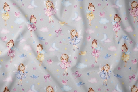 Poszewka bawełniana 70x80 wróżki szara kolorowa dziecięca zapinana na suwak 3727 D KARO Kraina Snów Poszewka bawełniana 70x80 wróżki szara kolorowa dziecięca zapinana na suwak 3727 D KARO Kraina Snów