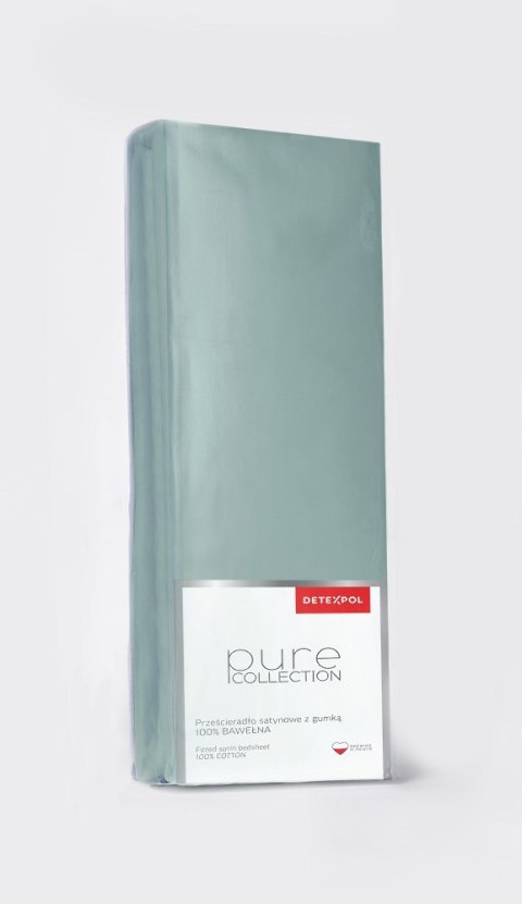 Prześcieradło satynowe z gumką 160x200 miętowe jednobarwne Pure Prześcieradło satynowe z gumką 160x200 miętowe jednobarwne Pure