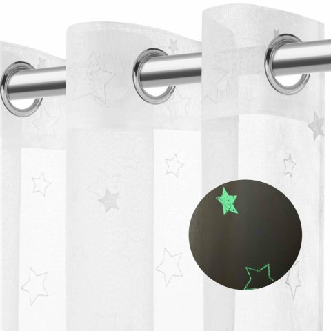 Firana 140x250 Galaxy biała świecąca gwiazdki gotowa na przelotkach I23 Firana 140x250 Galaxy biała świecąca gwiazdki gotowa na przelotkach I23