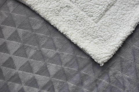 Koc Sherpa 150x200 szary geometria z mikrofibry baranek SH25 Koc Sherpa 150x200 szary geometria z mikrofibry baranek SH25