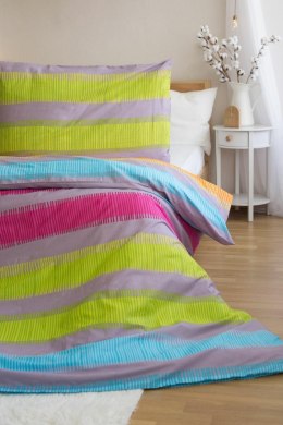 Komplet pościeli 4 szt. 140x200-2szt 70x90 - 2szt.Elle szara kolorowa pasy z mikrofibry PB25