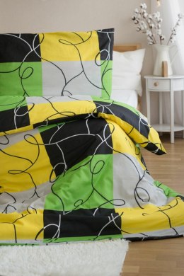 Komplet pościeli 4 szt. 140x200-2szt 70x90 - 2szt.Krata limionkowa czarna z mikrofibry PB25