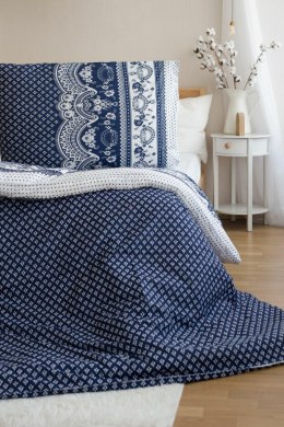 Komplet pościeli 4 szt. 140x200-2szt 70x90 - 2szt.Ornamenty niebieska biala z mikrofibry PB25