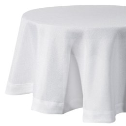 Obrus Stella 2 150 cm okrągły biały o strukturze płótna Eurofirany