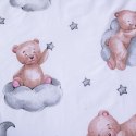 Pościel bawełniana 100x135 Miś księżyc wstążka biała szara poszewka 40x60 JF24 Pościel bawełniana 100x135 Miś księżyc wstążka biała szara poszewka 40x60 JF24