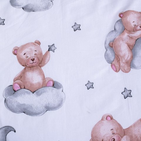 Pościel bawełniana 100x135 Miś księżyc wstążka biała szara poszewka 40x60 JF24 Pościel bawełniana 100x135 Miś księżyc wstążka biała szara poszewka 40x60 JF24