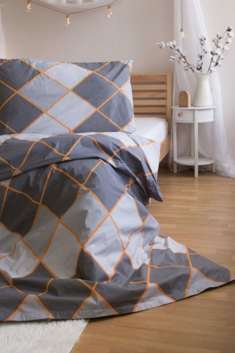 Pościel bawełniana 140x200 Geometria szara poszewka 70x90 B25 Pościel bawełniana 140x200 Geometria szara poszewka 70x90 B25