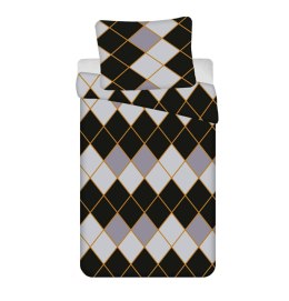 Pościel bawełniana 140x200 Geometria szara poszewka 70x90 B25