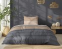 Pościel bawełniana 140x200 beżowa kremowa grafitowa pasy 5245 A Bawełna 48 Pościel bawełniana 140x200 beżowa kremowa grafitowa pasy 5245 A Bawełna 48