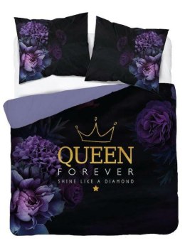 Pościel bawełniana 160x200 Queen kwiaty fioletowa czarna 4332 A Home 130