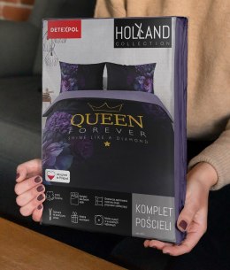 Pościel bawełniana 160x200 Queen kwiaty fioletowa czarna 4332 A Home 130