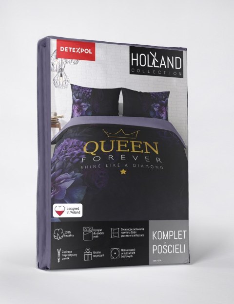 Pościel bawełniana 160x200 Queen kwiaty fioletowa czarna 4332 A Home 130 Pościel bawełniana 160x200 Queen kwiaty fioletowa czarna 4332 A Home 130