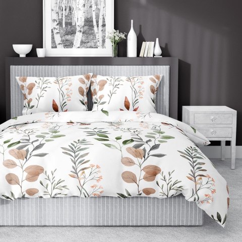Pościel bawełniana 180x200 biała beżowa zielona kwiaty 4572 B bawełna 16 Pościel bawełniana 180x200 biała beżowa zielona kwiaty 4572 B bawełna 16