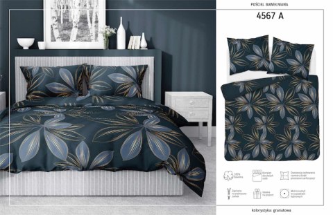 Pościel bawełniana 180x200 granatowa niebieska liście 4567 A Bawełna 16 Pościel bawełniana 180x200 granatowa niebieska liście 4567 A Bawełna 16