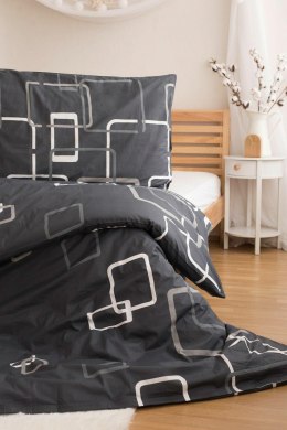Pościel bawełniana 220x200 Gemetria czarna szara poszewki 70x90 B25