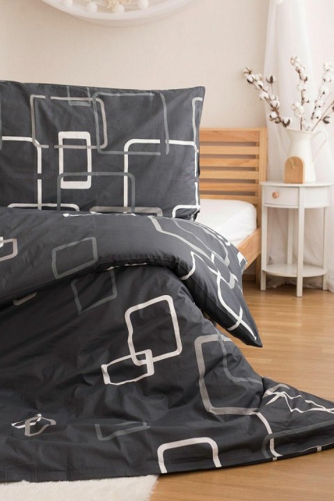 Pościel bawełniana 220x200 Gemetria czarna szara poszewki 70x90 B25 Pościel bawełniana 220x200 Gemetria czarna szara poszewki 70x90 B25