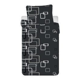 Pościel bawełniana 220x200 Gemetria czarna szara poszewki 70x90 B25
