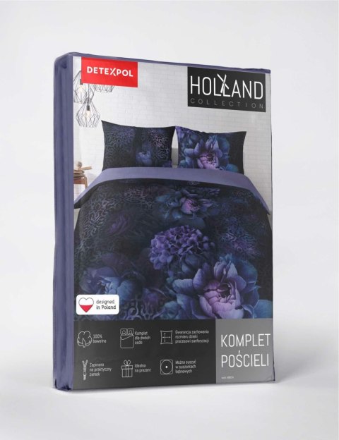 Pościel bawełniana 220x200 fioletowa kwiaty 4860 A Holland 73 Pościel bawełniana 220x200 fioletowa kwiaty 4860 A Holland 73