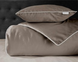 Pościel satynowa 140x200 taupe z lamówką z jedną poszewką 70x80 Mako Satin 62