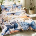 Pościel satynowa 220x200 Motyle kremowa niebieska 12410 SATYNLOVE PREMIUM