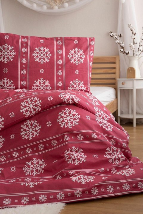 Pościel świateczna 140x200 Christmas czerwona biała śnieżki poszewka 70x90 B25 Pościel świateczna 140x200 Christmas czerwona biała śnieżki poszewka 70x90 B25