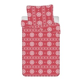 Pościel świateczna 140x200 Christmas czerwona biała śnieżki poszewka 70x90 B25