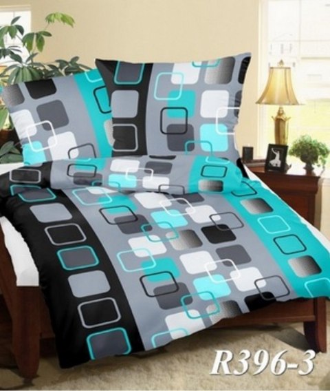 Pościel z kory 160x200 396/3 turkusowa szara kwadraty na guziki bawełniana gruba polska Pościel z kory 160x200 396/3 turkusowa szara kwadraty na guziki bawełniana gruba polska