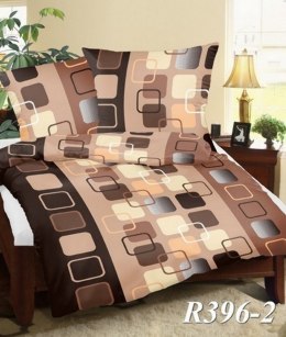 Pościel z kory 160x200 R396-2 beżowa brązowa geometryczna zapinana na guziki 100% bawełna