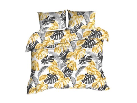 Pościel z kory 160x200 liście monstera szara żółta 1546N Darymex Pościel z kory 160x200 liście monstera szara żółta 1546N Darymex