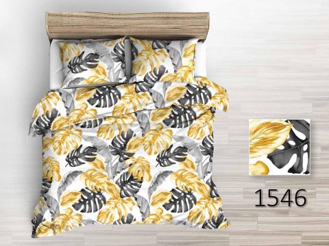 Pościel z kory 160x200 liście monstera szara żółta 1546N Darymex Pościel z kory 160x200 liście monstera szara żółta 1546N Darymex