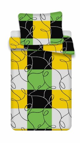 Pościel z mikrofibry 140x200 Krata limonkowa czarna poszewka 70x90 PB25