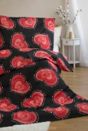 Pościel z mikrofibry 220x200 Valentine czarna czerwona serca poszewki 70x90 PB25 Pościel z mikrofibry 220x200 Valentine czarna czerwona serca poszewki 70x90 PB25