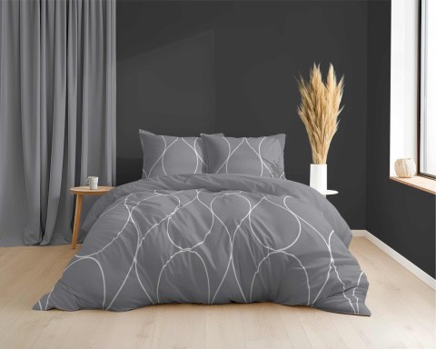 Pościel z mikrosatyny 160x200 szara ciemna biała geometria 5351 A Micro 57 Pościel z mikrosatyny 160x200 szara ciemna biała geometria 5351 A Micro 57