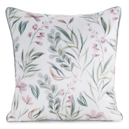Poszewka dekoracyjna 45x45 Velvet 149 biała zielona kwiaty welurowa Eurofirany