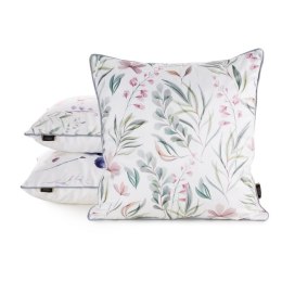 Poszewka dekoracyjna 45x45 Velvet 149 biała zielona kwiaty welurowa Eurofirany
