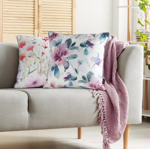Poszewka dekoracyjna 45x45 Velvet 154 biała turkusowa kwiaty welurowa Eurofirany Poszewka dekoracyjna 45x45 Velvet 154 biała turkusowa kwiaty welurowa Eurofirany