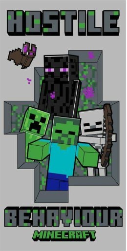 Ręcznik plażowy 70x140 Minecraft Hostile Behaviou szary plażowy bawełniany Kids25