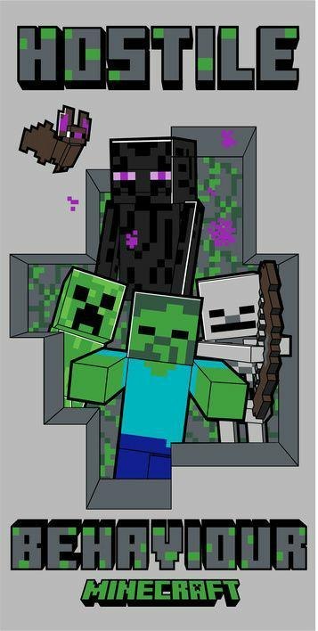 Ręcznik plażowy 70x140 Minecraft Hostile Behaviou szary plażowy bawełniany Kids25 Ręcznik plażowy 70x140 Minecraft Hostile Behaviou szary plażowy bawełniany Kids25