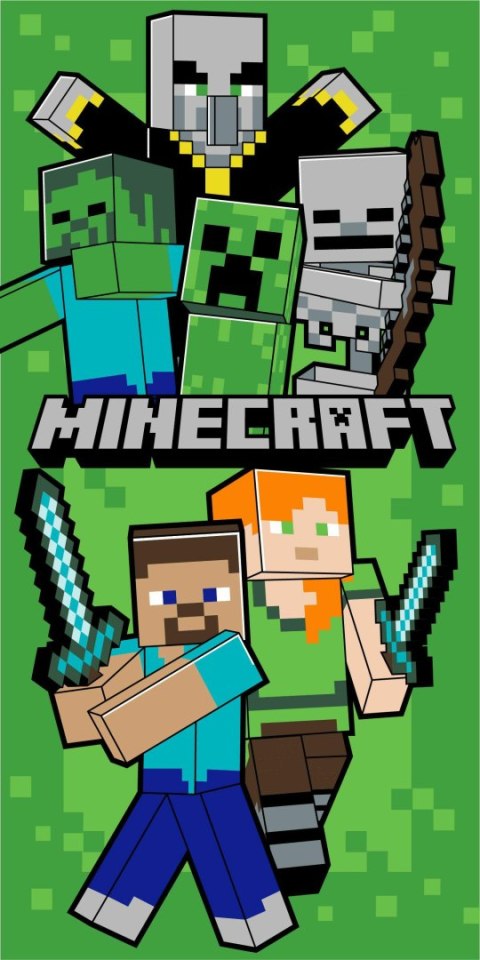Ręcznik plażowy 70x140 Minecraft Let´s Survive zielony plażowy bawełniany Kids25 Ręcznik plażowy 70x140 Minecraft Let´s Survive zielony plażowy bawełniany Kids25