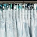 Zasłona 140x270 Adeline biała zielona z nadrukiem liści z lekkiej mikrofibry gotowa na taśmie Eurofirany
